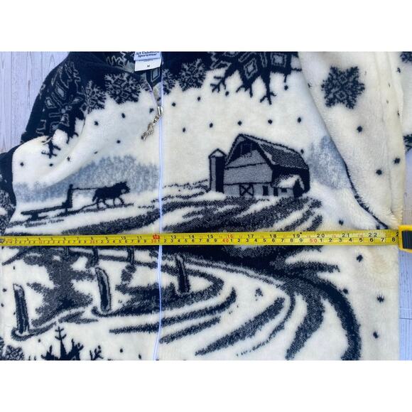 Art Unlimited Sportswear Fleece Jacket Winter Scene Snowflake Print Zip Up M - Picture 6 of 7